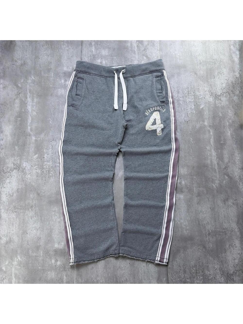 Y2K Grey Aeropostale Grunge Skater Striped Loose Sweatpants